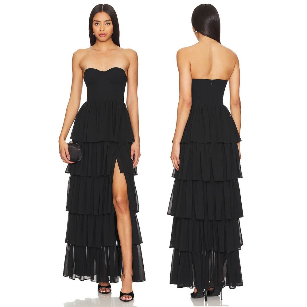 Lovers and Friends Hattie Gown Strapless Tiered Prom Formal Evening Party M
